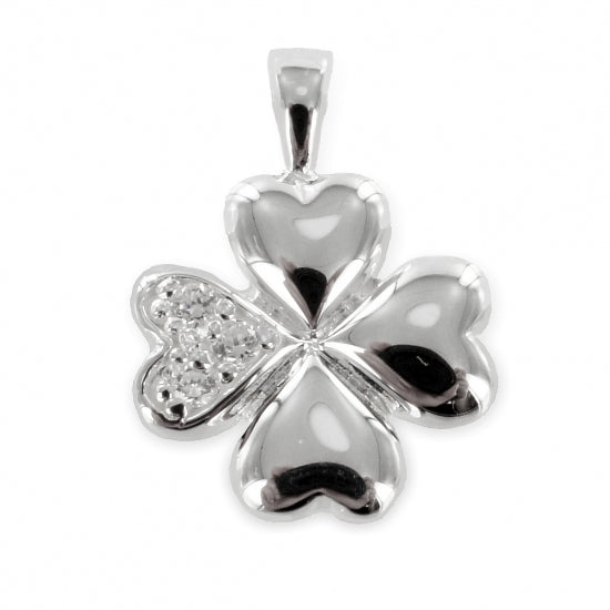 Anhänger Kleeblatt mit 3 Zirkonia - Silber 925/000