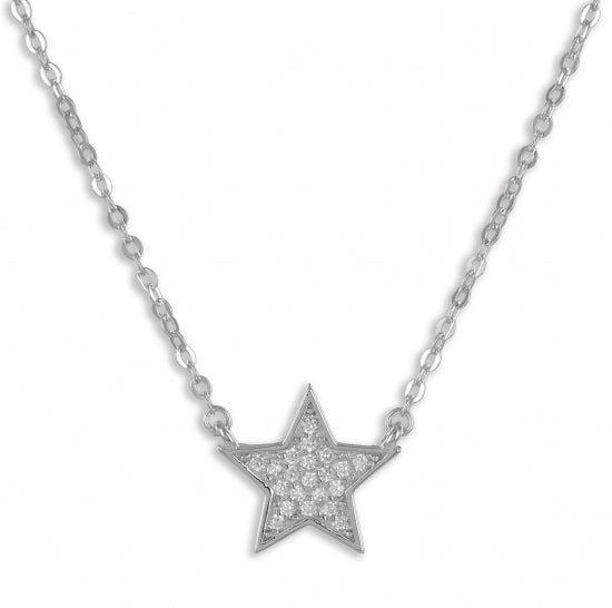 Collier Stern mit 18 Zirkonia Echt Silber 925/000