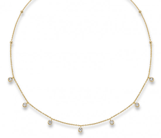 Collier mit Zirkonia/Kugeln Silber 925/000 vergoldet