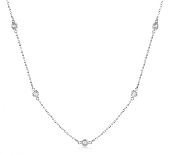 Collier mit 5 Zirkonia Silber 925/000 rhodiniert