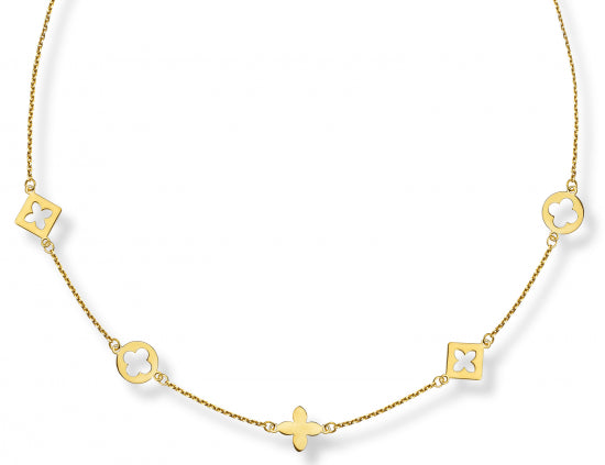 Collier mit 5 floralen Anhänger Silber 925/000 vergoldet