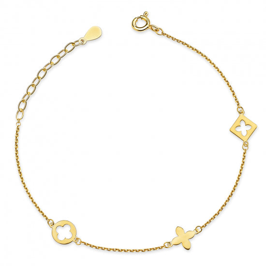 Armband mit 3 floralen Anhänger Silber 925/000 vergoldet