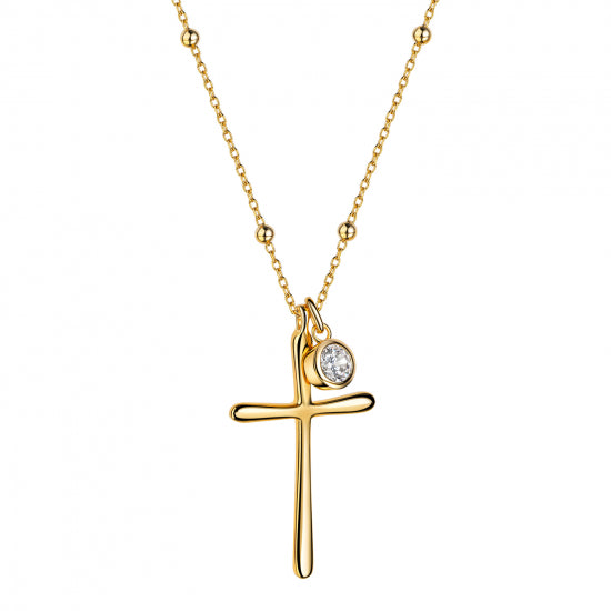 Collier mit Kreuz/Zirkonia Silber 925/000 vergoldet