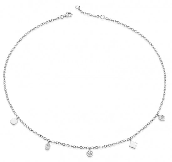 Collier mit 5 Anhänger und 16 Zirkonia Silber 925/000