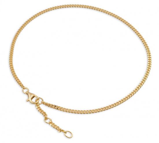 Panzer-Fußkette 2.1mm breit Silber 925/000 vergoldet