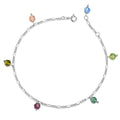 Fußkette mit 6 Swarovski Kristallen/Elements Silber 925/000