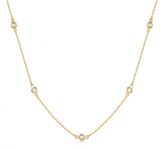 Collier mit 5 Zirkonia Silber 925/000 vergoldet