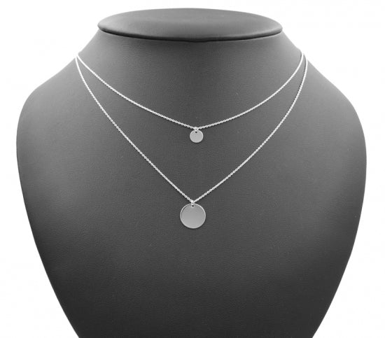 Collier 2-rhg. mit 2 Gravurplatten Silber 925/000