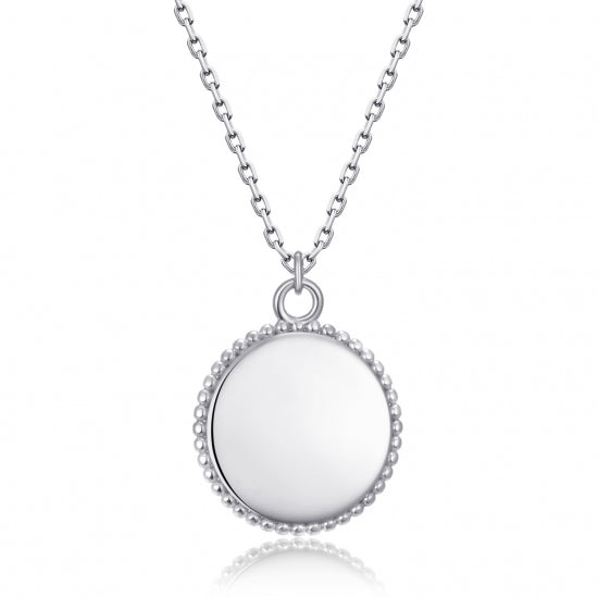 Collier mit Gravurplatte Ø 15mm im Vintage Look Silber 925/000