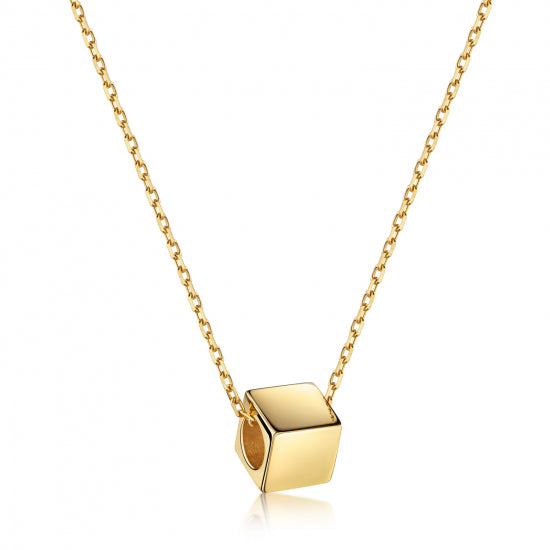 Collier mit Würfel 42+3cm Silber 925/000 vergoldet