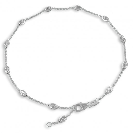 Fußkette mit ovalen Kugeln Echt Silber 925/000