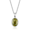 Collier mit Anhänger oval Zirkonia olivfarben Silber 925/000