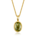 Collier mit Anhänger oval Zirkonia olivfarben Silber 925/000 vergoldet