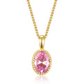 Collier mit Anhänger oval Zirkonia pink Silber 925/000 vergoldet