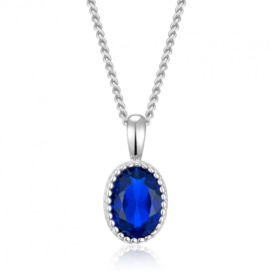 Collier mit Anhänger oval Zirkonia London Blue Silber 925/000