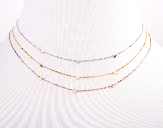Collier mit 3 Sterne 38/40/42cm Silber 925/000 vg.