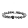 Frank 1967 Armband Hämatit grau 8mm breit Edelstahl