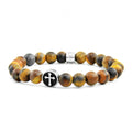 Frank 1967 Armband Tigerauge matt 8mm breit Edelstahl