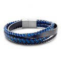 Frank 1967 Armband Echt Leder schwarz/blau 4-rhg. mit Lapis Edelstahl