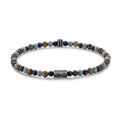 Frank 1967 Armband Tigerauge, Hämatit und schwarzer Achat 4mm breit Edelstahl
