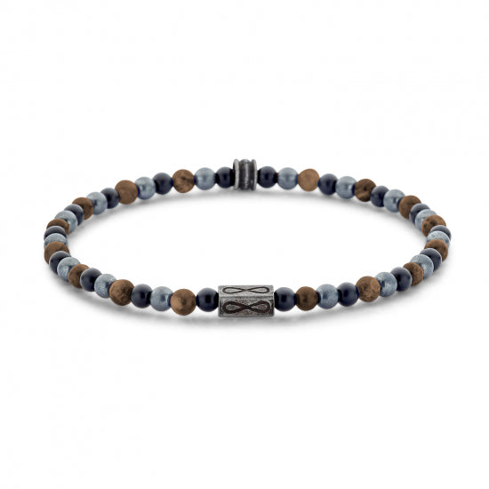 Frank 1967 Armband Tigerauge, Hämatit und schwarzer Achat 4mm breit Edelstahl