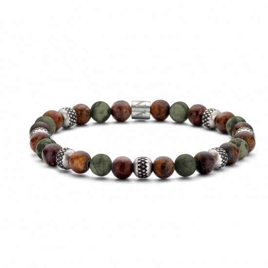 Frank 1967 Armband Bronzit/grüner Achat 6mm breit Edelstahl