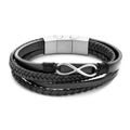 Frank 1967 Armband Echt Leder schwarz 4-rhg. mit Infinity Edelstahl
