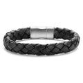 Frank 1967 Armband Echt Leder schwarz 10mm breit Edelstahl
