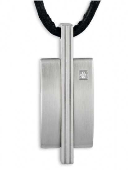 Anhänger mit Zirkonia inkl. Lederband Edelstahl