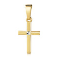 Anhänger Kreuz seidenmatt/diamantiert 13mm Silber 925/000 vergoldet Bicolor