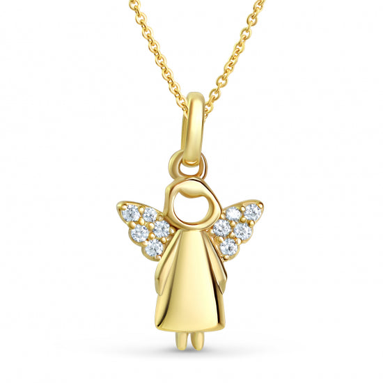 Anhänger Engel mit 10 Zirkonia Silber 925/000 vergoldet