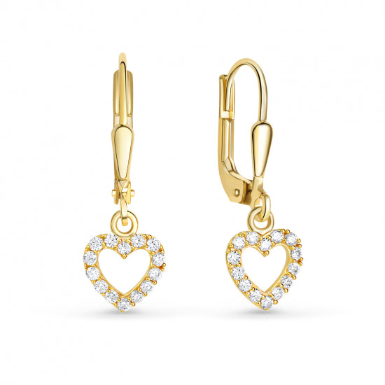 Ohrhänger Herz mit 28 Zirkonia Silber 925/000 vergoldet