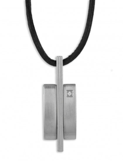 Anhänger mit Zirkonia inkl. Lederband Edelstahl