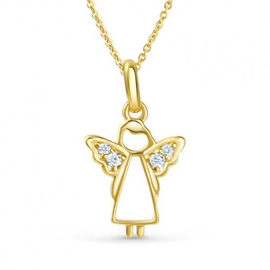 Anhänger Engel mit 4 Zirkonia Silber 925/000 vergoldet