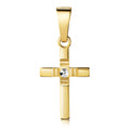 Anhänger Kreuz glanz/diamantiert 13mm Silber 925/000 vergoldet Bicolor