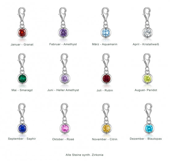 Charm Geburtssteine / Monatssteine syth. Zirkonia Silber 925/000