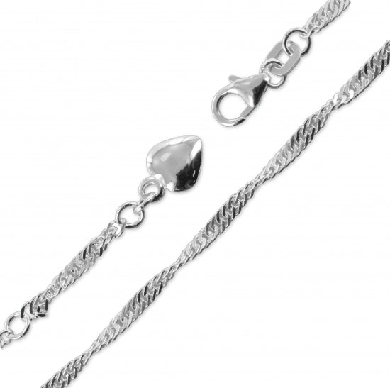 Singapur-Fußkette mit Herz - Silber 925/000