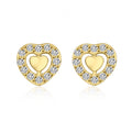 Lovebird Ohrstecker Herz mit 24 Zirkonia Silber 925/000 vergoldet