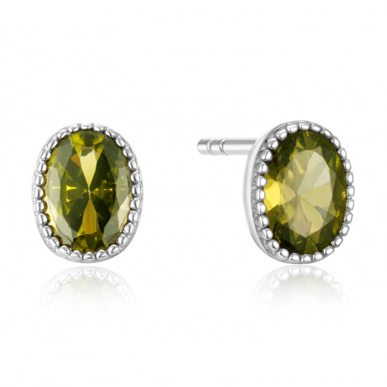 Ohrstecker mit Zirkonia olivfarben Silber 925/000
