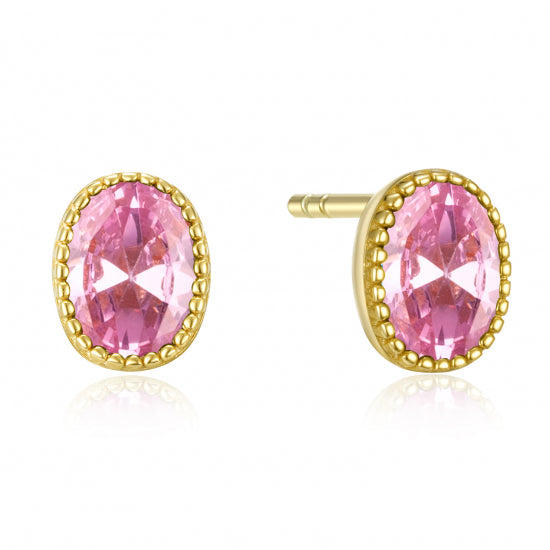 Ohrstecker mit Zirkonia pink Silber 925/000 vergoldet