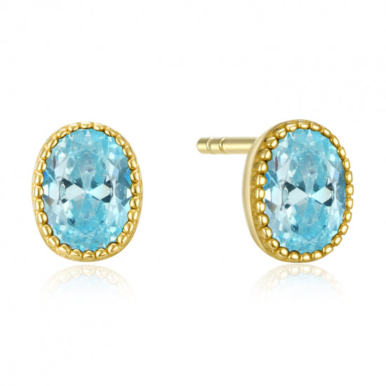 Ohrstecker mit Zirkonia aqua Silber 925/000 vergoldet