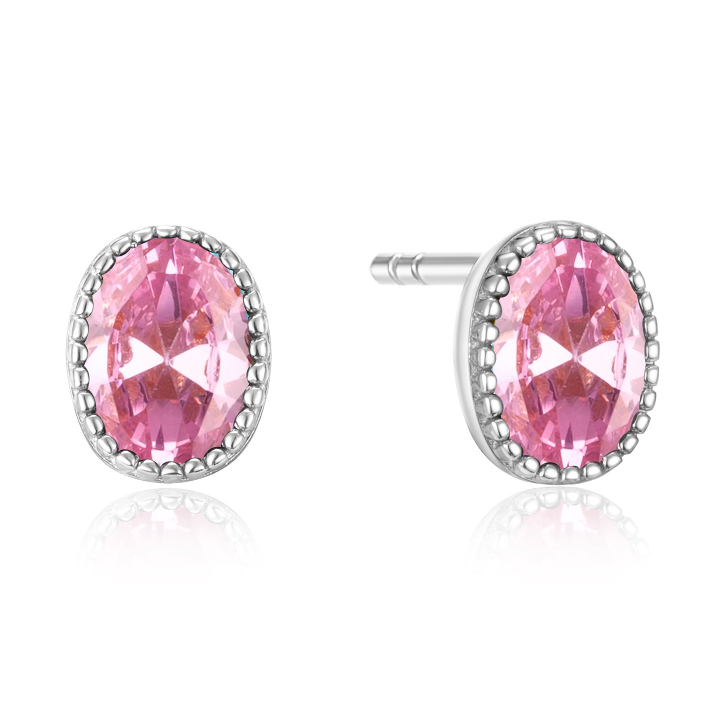 Ohrstecker mit Zirkonia pink Silber 925/000