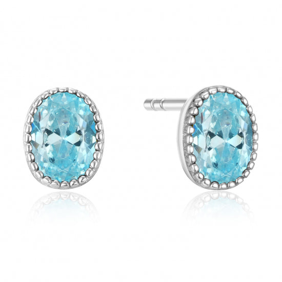 Ohrstecker mit Zirkonia aqua Silber 925/000