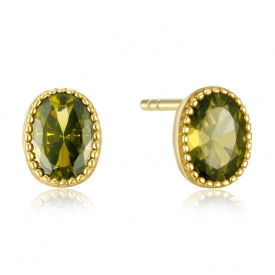 Ohrstecker mit Zirkonia olivfarben Silber 925/000 vergoldet