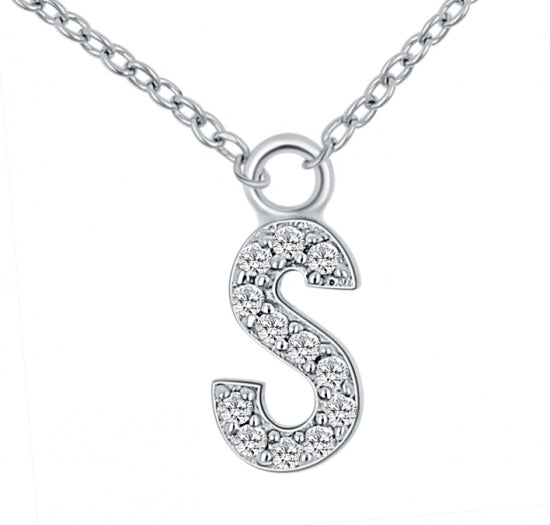 Lovebird Buchstabencollier mit Zirkonia Echt Silber 925/000