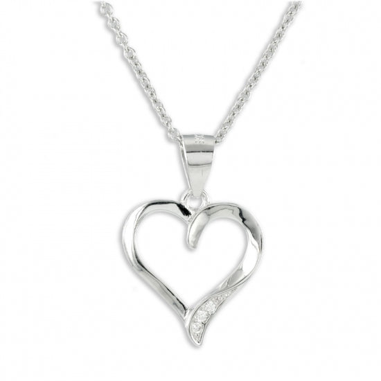 Collier Herz mit 3 Zirkonia Echt Silber 925/000