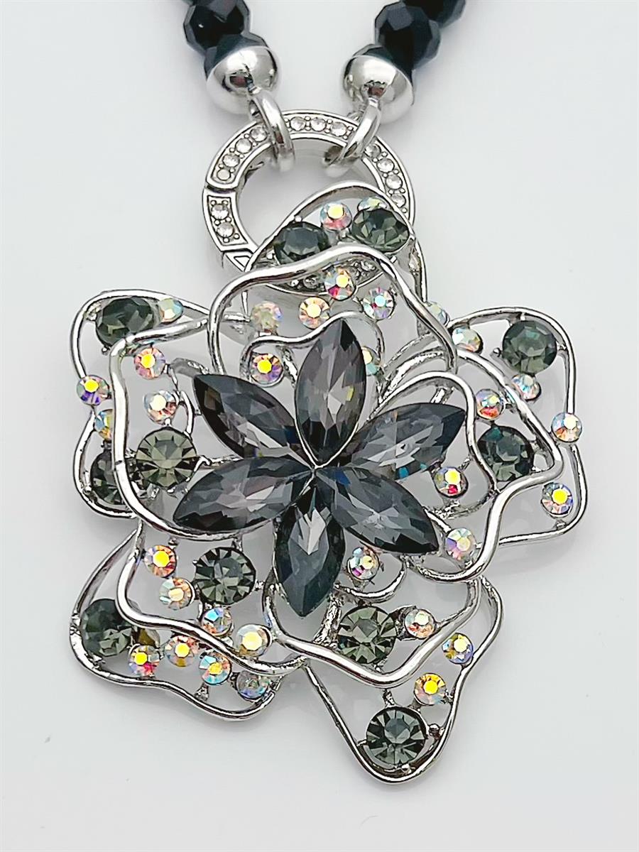 Varioanhänger Blume Schwarz/Silber