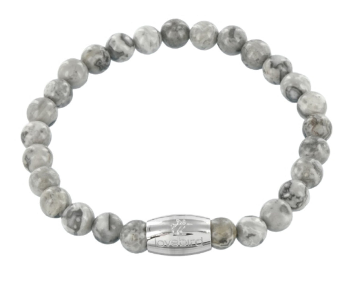 Lovebird Armband Jaspis grau Edelstahl