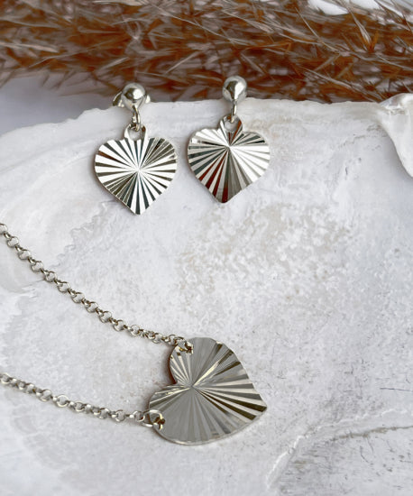 Collier mit Herz diamantiert 38+5cm Silber 925/000