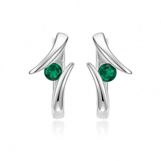 Klappcreolen 13mm mit Zirkonia grün Silber 925/000